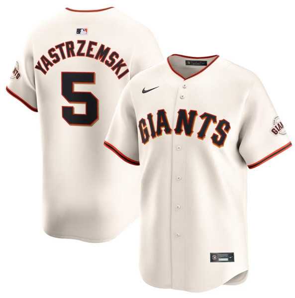 Men%27s San Francisco Giants #5 Mike Yastrzemski Cream Cool Base Stitched Baseball Jersey Dzhi